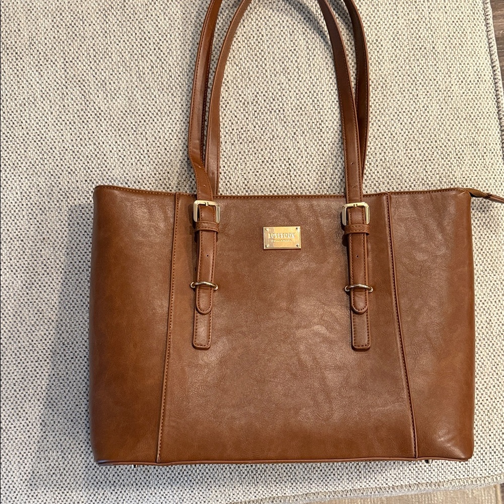 Fossil Tan Leather Tote Bag